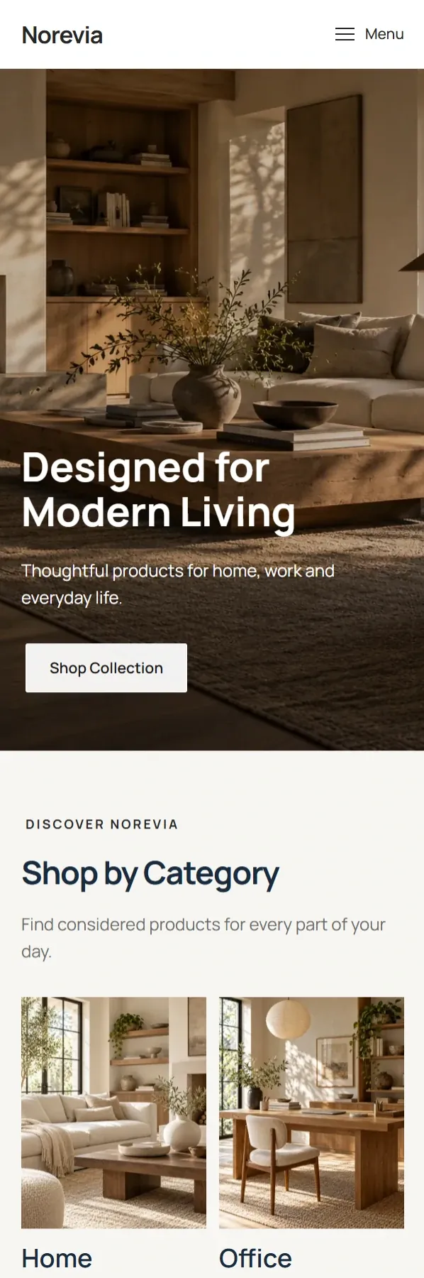 Norevia 新版首页移动端截图